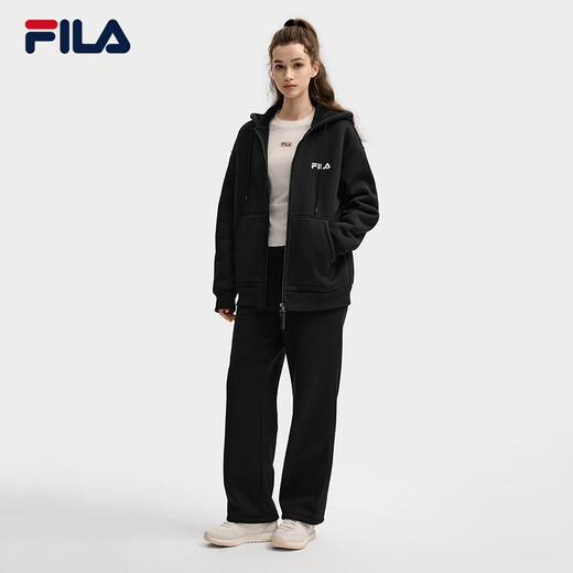Официальная пара FILA вязаная куртка с капюшоном 2025 Зимние повседневное плюшевое плюшевое топ