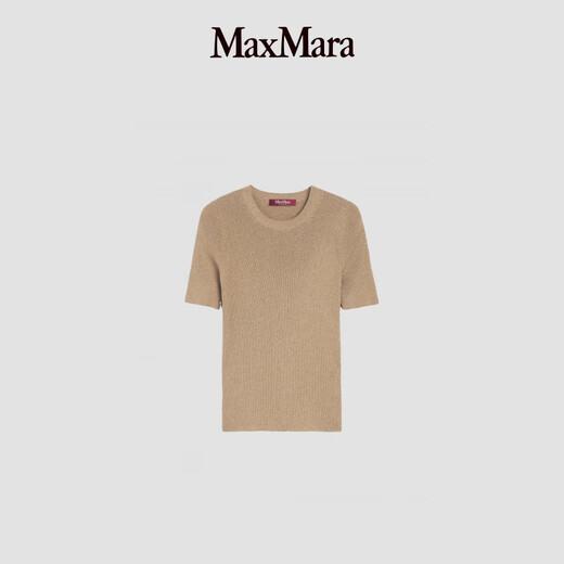 MaxMara 2025 early autumn new women's decorative short-sleeved knitted sweater 6366065106 Gold XS