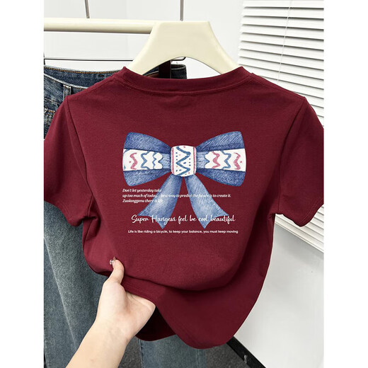 [100% coton pur] épaule avant t-shirt à manches courtes en 2025 Nouvelle mode et à la mode et polyvalente réductrice de l'âge