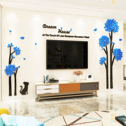 Kreativer Löwenzahn-Fernseher-Hintergrund Wandaufkleber Wohnzimmer Wanddekoration Schlafzimmer Raumlayout 3D dreidimensionaler Aufkleber Selbstklebend 3294b hellgrün klein
