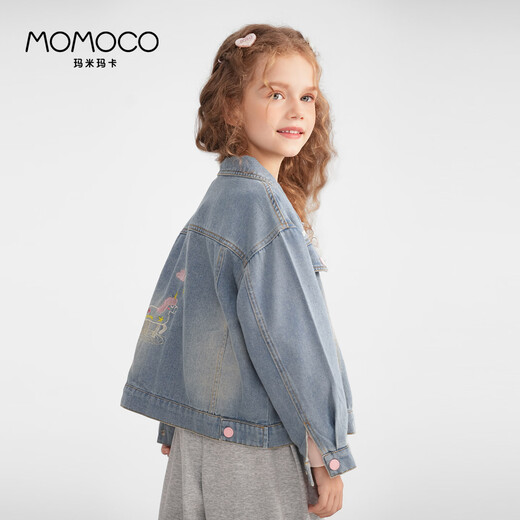 Mamimaca Momoco Girls Denim Chaqueta de mezclilla Chaqueta de mezclilla para niños Denim Azul 130