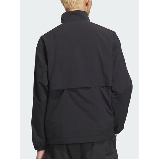 阿迪达斯 （adidas）外套男士2025春季新款健身训练运动服立领防风休闲梭织夹克上衣 KC3892黑色/白 2XL