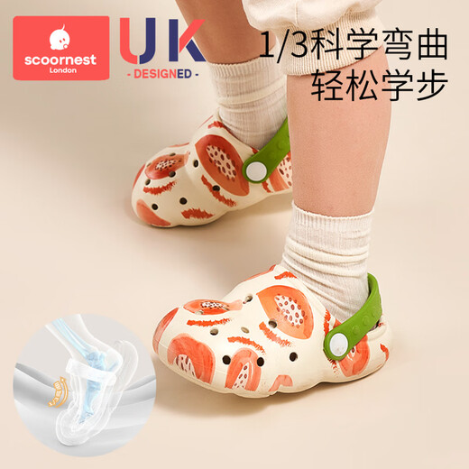 科巢（scoornest）【新品】儿童洞洞鞋宝宝拖鞋男女童夏季凉拖包头幼儿小孩洗澡防滑 克里斯熊猫 12.5 125mm 适合脚长12-13cm_