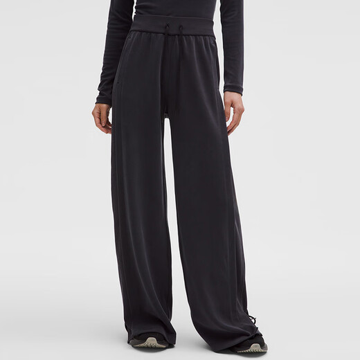 
lululemon丨Contrast-Ribbed Softstream Women's Ribbed Spliced ​​Wide Leg Pants LW5HUXA Black XL