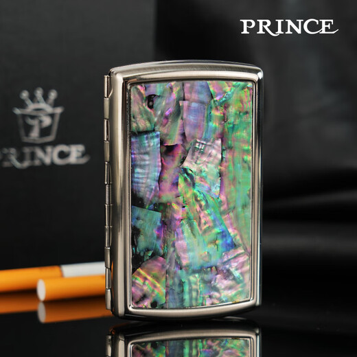 Prinz Zigarettenschachtel dicke, mittlere und feine Zweig Prince Anti-Druck tragbare High-End-Kreativpersonalisierte Zigarettenschachtel Metall Messing Schutzhülle Echtes Leder YHC12113 Einseitige blaue Schale 12 dicke Zigaretten