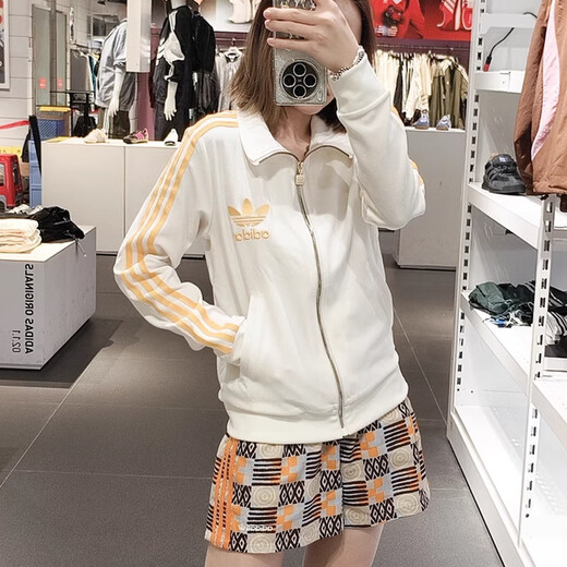 阿迪达斯 （adidas）三叶草夹克女2025夏季新款潮流时尚大logo梭织翻领外套 JZ4337 L