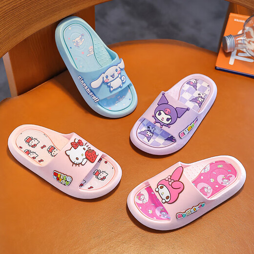 Sanrio Melody children's summer slippers for girls indoor bathing non-slip baby home boys' slippers purple Kuromi 34/35 [inner length about 21.5cm]