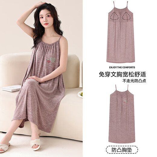 Cat Man Suspender Nightgown For Women in Summer Color Modal Cotton 2025 Nouveau pyjamas avec poitrine PORT ANTI-CONVEX POSTES PEUT PORTÉ DES VOITS À LA MAISON [SLING NIGHGOWN] 06M11303 M [Suggérer du poids 70-95 Jin [Jin est égal à 0,5 kg]]]
