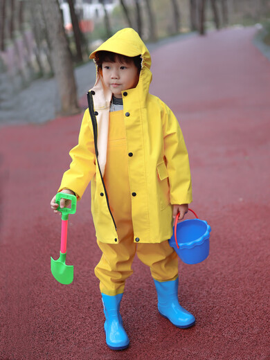 儿童玩水连体下水裤幼儿园防水衣服赶海小孩雨鞋男女抓鱼雨裤沙滩 5024小熊黄色玩水服 25码(内长16厘米) 均码