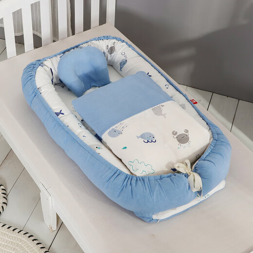Anti-Druck-tragbare Schutzbabynest dreidimensionale Baumwollbionische Schlafisolation Krippe Korallenorange (mit Quilt) 55*90*15
