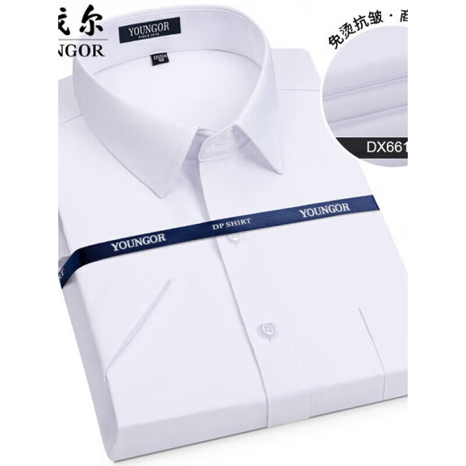 雅戈尔旗舰官方店纯棉免烫格子衬衫男短袖2024夏季商务休闲男士全棉短袖 专柜短袖(6623) 均码 39(建议120-135斤)