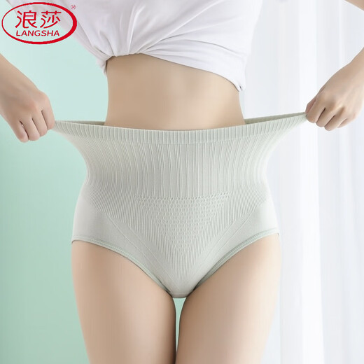 LangSha's popular high-waisted belly-controlling seamless underwear for women, postpartum body shaping waist cotton crotch casual antibacterial large size briefs, pink L (105 to 130Jin Jin is equal to 0.5kg)
