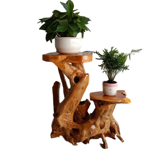 Root Talled Stand Tree Root Ornament Natural Log Sala de estar de madera maciza Base de pescado de bonsai de múltiples capas Balcón de hiedra verde H6130 Para más estilos, comuníquese con el servicio al cliente