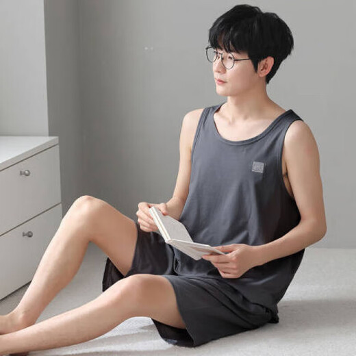 Luechen Pajamas sans manches Viete pour hommes pyjamas mince des vêtements pour hommes à grande taille décontractés, père L [construit 12027 [Set] L [recommandé 100-140jin [Jin est égal à 0,5 kg]]]
