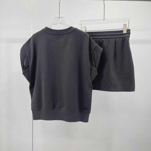 Wienos [gleicher Stil im Einkaufszentrum] Ainos 2025 Sommer Neues Produkt Ärmel und Kurzarm Shorts Anzug für Frauen 9215 Rauchgrau S