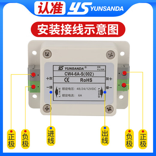 YUNSANDA DC DC power filter 220V anti-interference harmonic signal EMI purifier CW4L2 CW4L23AS (002) dual-stage DC