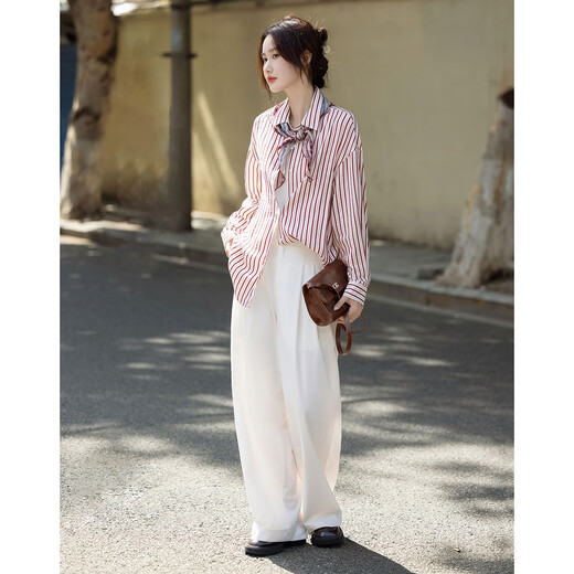 Demana contains natural linen, autumn relaxed prologue lapel striped shirt, hidden flesh petite shirt, women's top
