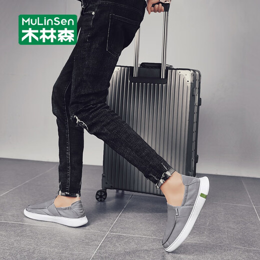 
Mulinsen (MULINSEN) men's shoes summer beanie shoes large size old Beijing cloth shoes lazy shoes one foot breathable driving casual shoes men gray (250179 models) 40 (standard sports size)