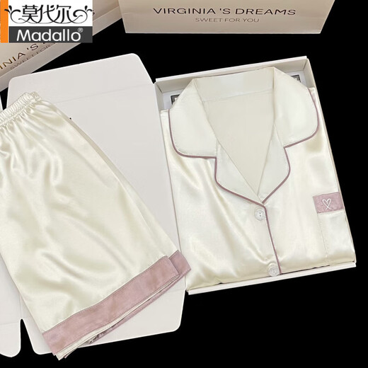 
Modal 2025 new ice silk pajamas for women short-sleeved summer thin silk for outdoor wearable home clothing suit spring and summer FS_9214# cardigan double short lace pocket 2XL