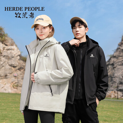 HERDE PEOPLE Herder detachable liner three-in-one unisex outdoor waterproof and windproof hooded assault jacket black S