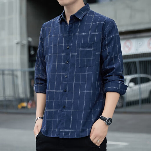Official website, Fang Ship Store Flag Official website, American plaid shirt jacket, men's 205 autumn fashion brand, long sleeves, men young people loose K12109 khaki M