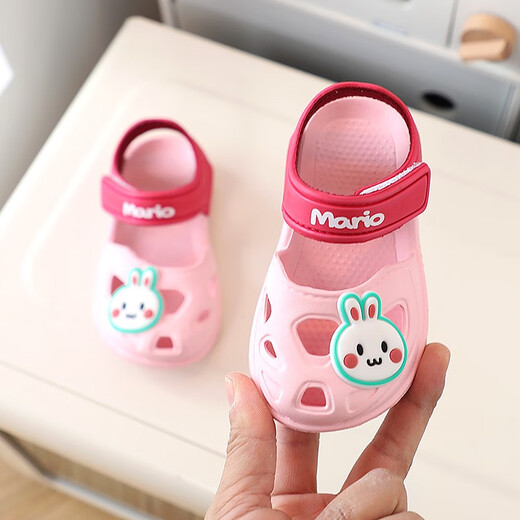 Cool Chapter (KUZHANG) baby sandals for summer for boys and girls soft sole non-slip waterproof home children's hole shoes children sandals Baotou beach 9277/gray blue 15 inner length CM size suitable for foot length CM