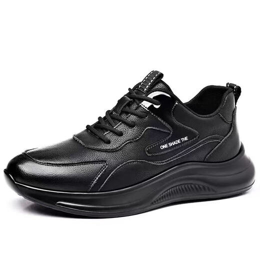 2025 autumn and winter single cotton casual sports soft sole business soft leather waterproof versatile trendy lightweight running shoes for men 5812-black cotton 42