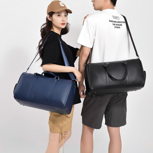 Large capacity travel bag handbag single shoulder crossbody bag business casual duffle bag men wet dry and separate fitness bag black
