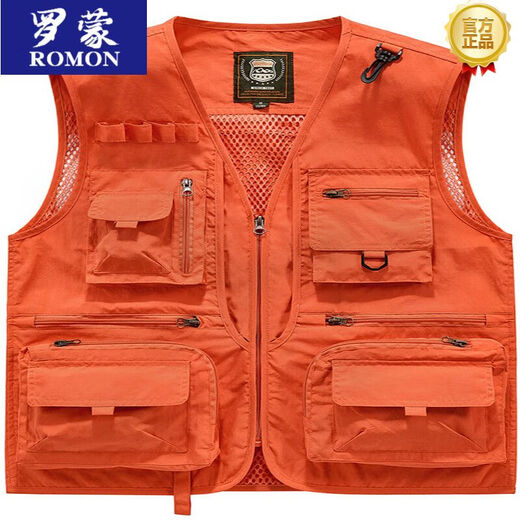 Romon Men's Workwear Chaleco para hombres Fotografía de fotografía de bolsillo de bolsillo de bolsillo para hombres Ropa de trabajo impreso personalizado Clip 8815 Gray Dark [Versión minorista] 2XL