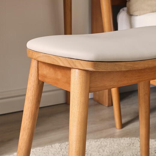 JIAYI solid wood dressing stool makeup stool makeup chair stool dressing table sitting stool makeup stool bench square stool cherry wood legs + gray seat surface