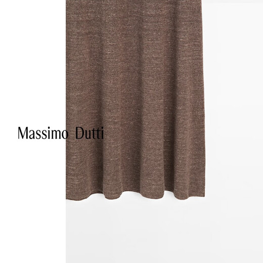 Massimo Dutti夏季新品2025女装 简约气质OL风针织直筒长裙半身裙 05235686 深棕色 L (175/78A)
