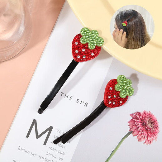 Internet celebrity whirlwind girl strawberry hairpin one-word hairpin hairpin jewelry Qi Baicao same hairpin acetic acid cute hairpin exquisite style