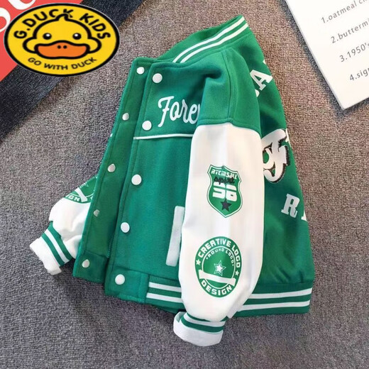 G.Duckkids Chaqueta para niños Spring and Autumn New Children's Clothing Boys Clothing Autumn Medium y grande uniforme de béisbol para niños Jaqueta de la calle frita Negro Un abrigo de uniforme de béisbol 120 Altura recomendada 112 cm