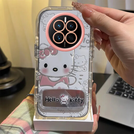 酷匹kt猫realme真我GT5Pro手机壳透明RMX3888全包防摔可爱套外壳支架 羽纱泡芙壳【踢脚帕恰狗】+同款支架+手机膜 realme真我GT5Pro