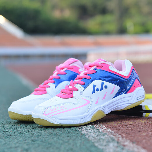 Badminton shoes for women and children new lightweight girls training shoes students professional sports shoes table tennis shoes for boys white powder lace up 33 (215mm)