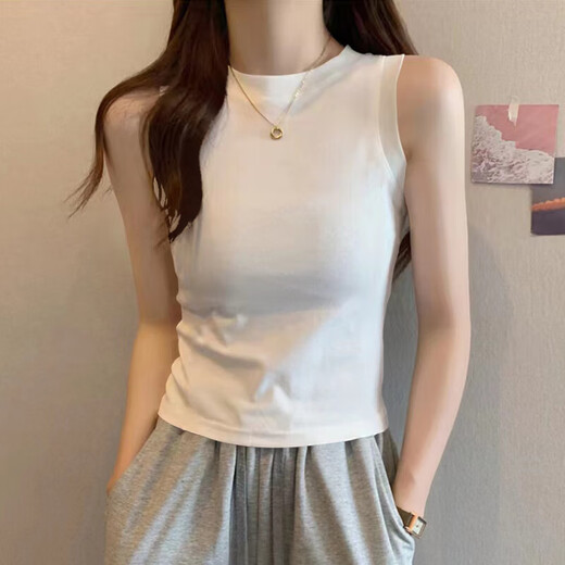 Nuevo chaleco base de moda y versátil para mujeres en verano, top sin mangas de hombro ancho de verano, ropa exterior, sensación de alta gama K11-rosa XL, recomendado 110-125 Jin [Jin iguala 0.5 kg]