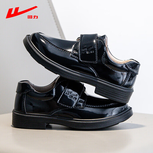 Zurückziehen Kinder Lederschuhe Jungen glänzende Performance-Schuhe im britischen Stil Campus-Schuhe mit weicher Sohle 0053 Schwarz 34