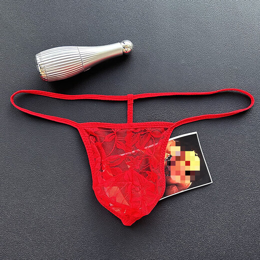 Slutty gay men's lace transparent thong sexy lace underwear single underwear confidential delivery black 100-170Jin Jin equals 0.5kg inner wear