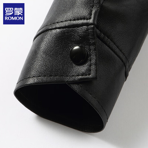 
ROMON men's leather jacket 2025 autumn new trendy stand collar imitation leather jacket windproof motorcycle clothing men's clothing black XL (175)