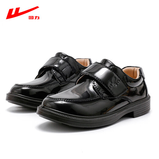 Zurückziehen Kinder Lederschuhe Jungen glänzende Performance-Schuhe im britischen Stil Campus-Schuhe mit weicher Sohle 0053 Schwarz 34