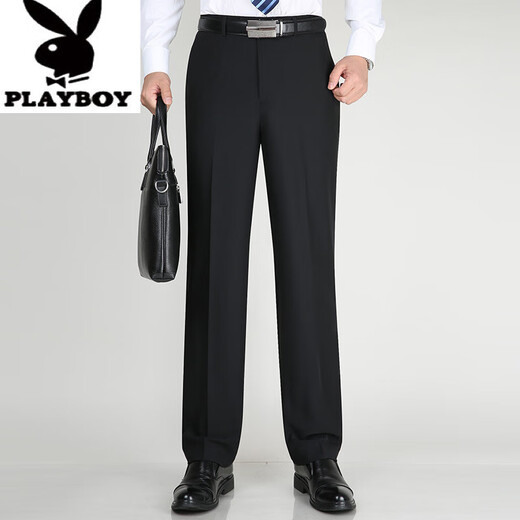 Playboy (Playboy) Новая летняя тонкая шелковая шелковая шелковая мужская случайные брюки с прямыми девчубками среднего возраста.