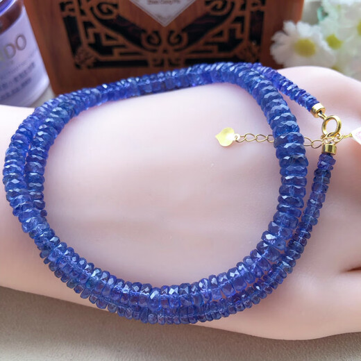 DL 1998 Fat Donglai same style tanzanite necklace light blue slightly purple beads necklace hand polished faceted elegant temperament skin 925 silver ice transparent tanzanite necklace 2.9-4.4 4