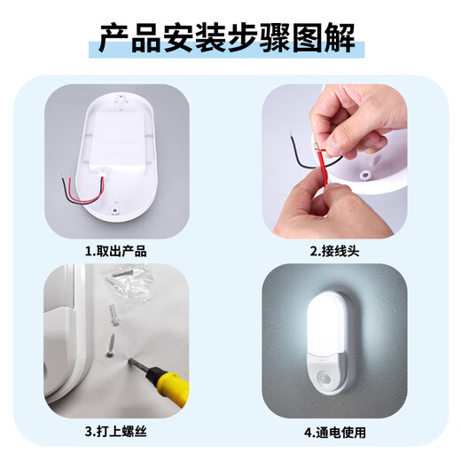 JINGGONG voice-activated induction LED tri-proof wall light ultra-thin energy-saving high-bright stairway corridor corridor light smart light 15W white light