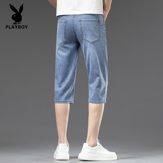 Playboy (Playboy) High-End-Tiansi-Kühlkenner-Jeans für Herren Sommer dünne lose glatte Eiskorts Trendy Casual 757 Eis Sand Blau + 759 Hellblau 28 Taillenumfang zwei Fuß eins eins
