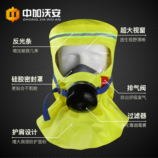 Zhongjia Woan filtered fire-fighting self-rescue respirator anti-fire escape gas mask home hotel 3c certified smoke mask TZL30B self-rescuing respirator-fire 3C certification