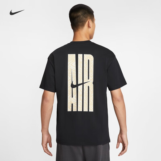 Nike Herren Lose T-Shirt für Herbst neue Baumwollgestrickte weiche und bequeme offizielle Nike Air HQ9249 010 Black 3xl