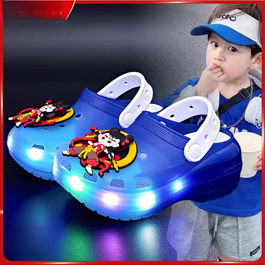 G.DUCK Hello Little Duck Chaussures pour enfants de canard jaune 2025 Été Nouveau Nezha Fashion Head Lighting Sandals Boys Breathable Drag Purple Taille 24