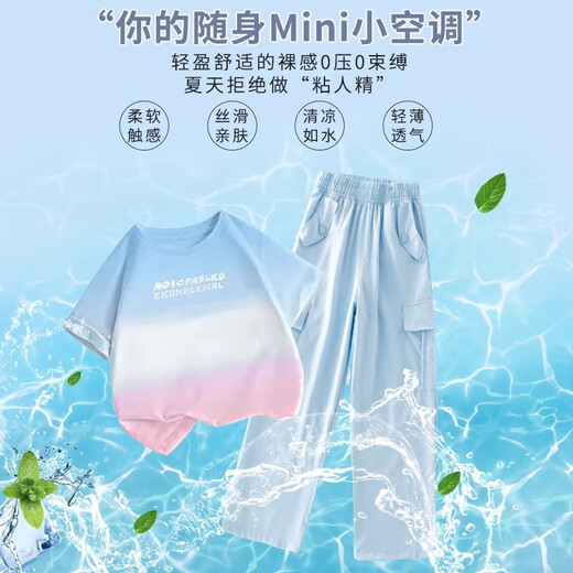 巴拉巴拉女童套装夏装2025年新款洋气儿童短袖工装裤大童夏季时髦炸街运动 19150紫色+15265杏色 120 cm
