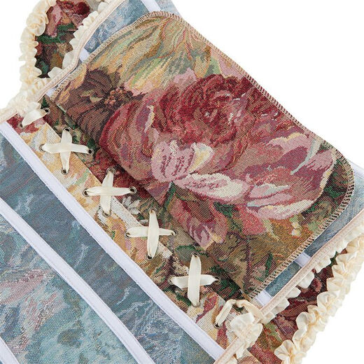 Banfi French fishbone corset lace printed corset tube top for women fish palace corset fishbone shapewear for outer wear multi-color XS recommended waist circumference 65-69 cm