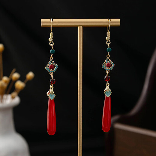 Cheongsam Accesorios para el cabello Pendientes Estilo antiguo Hanfu Tassel Estilo étnico Retro Nuevo Estilo Chino Estilo Cold Estilo Cold Pendientes con caballo E3882-2 M
